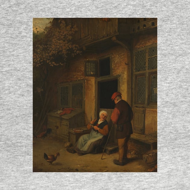 A Woman Cleaning Herring in Front of a House by Adriaen van Ostade by Classic Art Stall